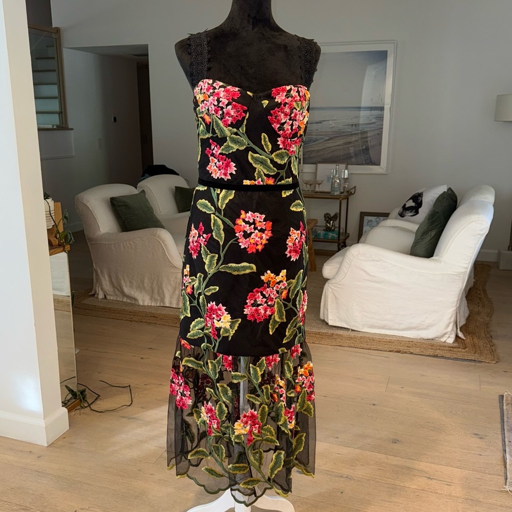 BRONX AND BANCO Cordelia Floral-Embroidered Dress